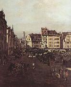 Bernardo Bellotto Ansicht von Dresden, Der Altmarkt von der Seegasse aus oil on canvas